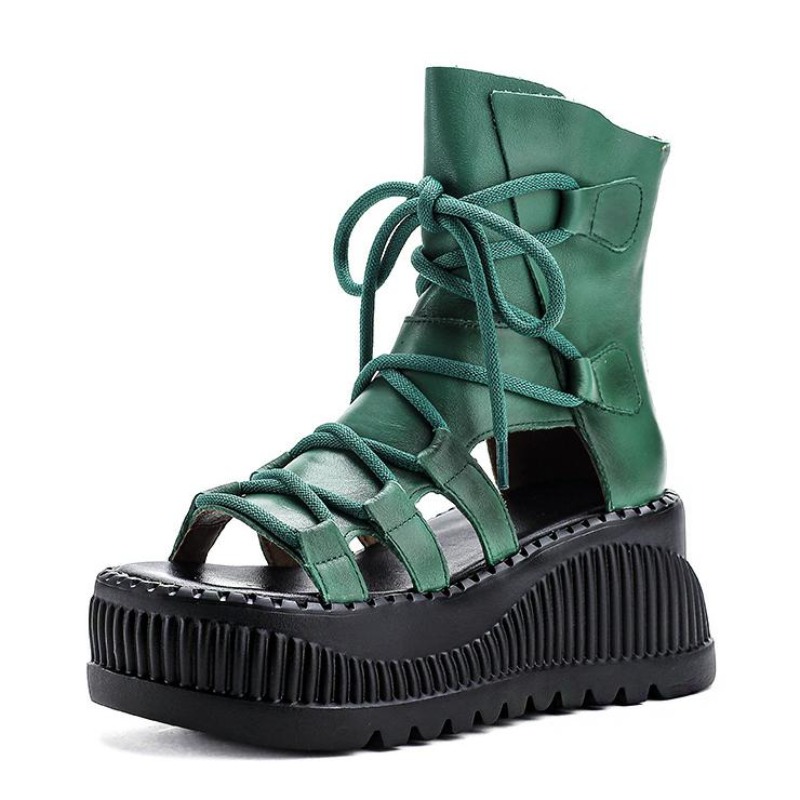 Ethnic Fashion In - 8CM Ethnische Kuh Echtes Leder Ankle