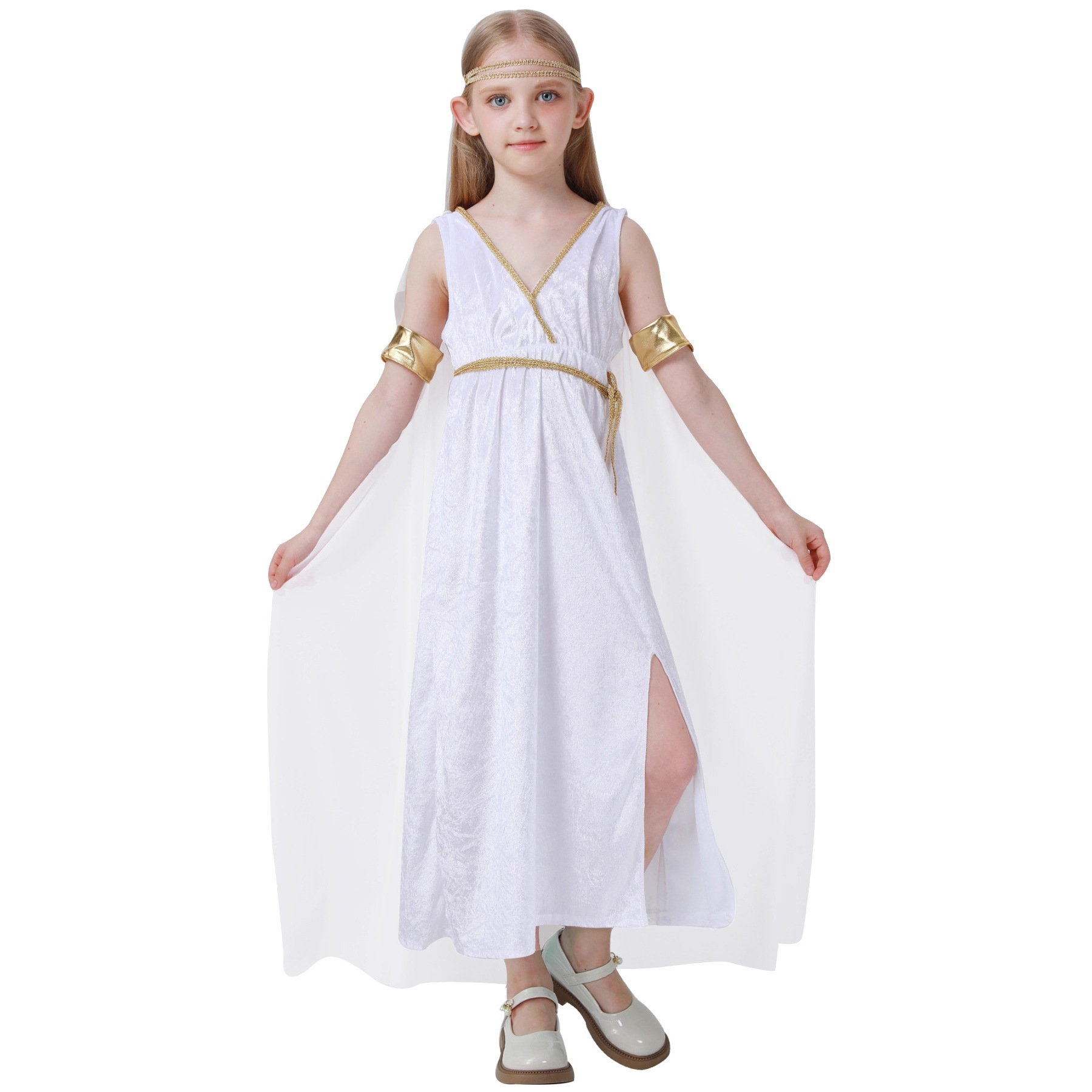 Ethnic Wear - Kinder-Göttinnenkostüm mit hohem Schlitz in Weiß,