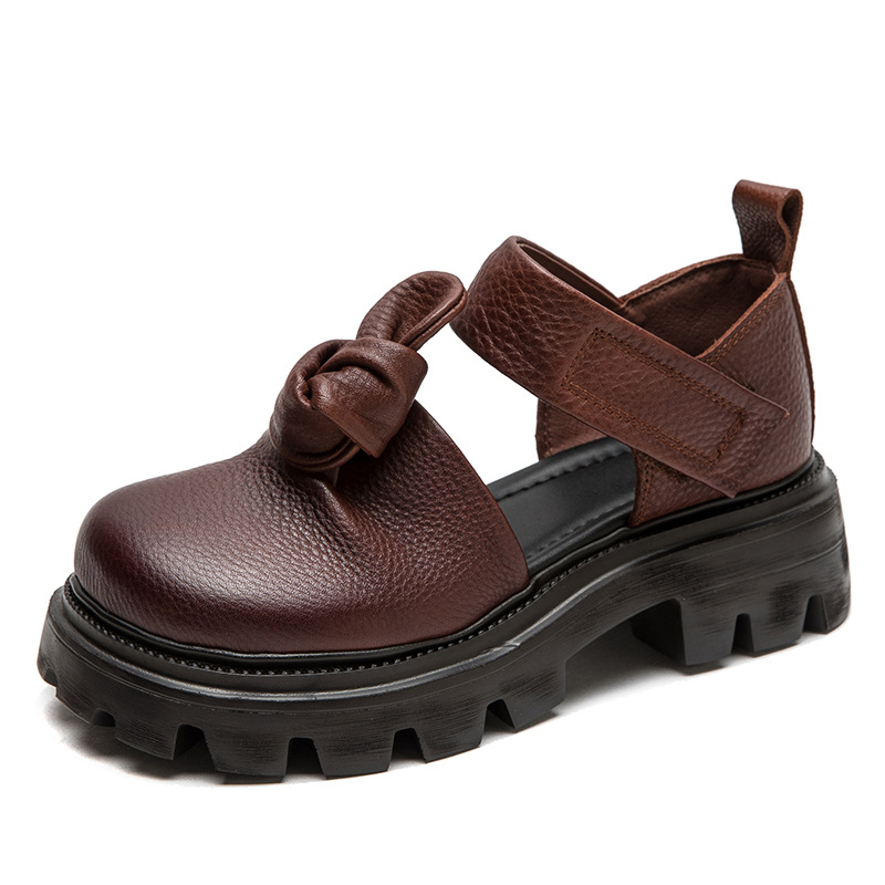 Ethnic And Fashion - 5cm Ethnische Knoten-Plateau-Keilabsatz-Schuhe für Damen aus