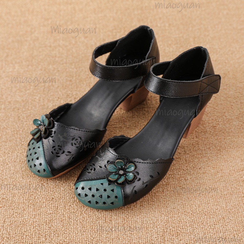 Ethnic Fashion In - Ausgehöhlte Gladiator-Sandalen mit Blumenmuster, Knöchelriemen und