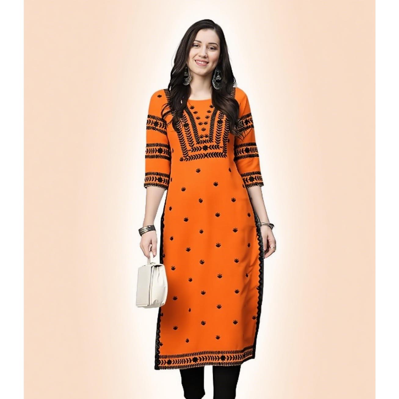 Ethnic Fashion Kurtis - Muslimische Kurt-Blumen-Damenmode, bequem, nationaler Stil, gerade,