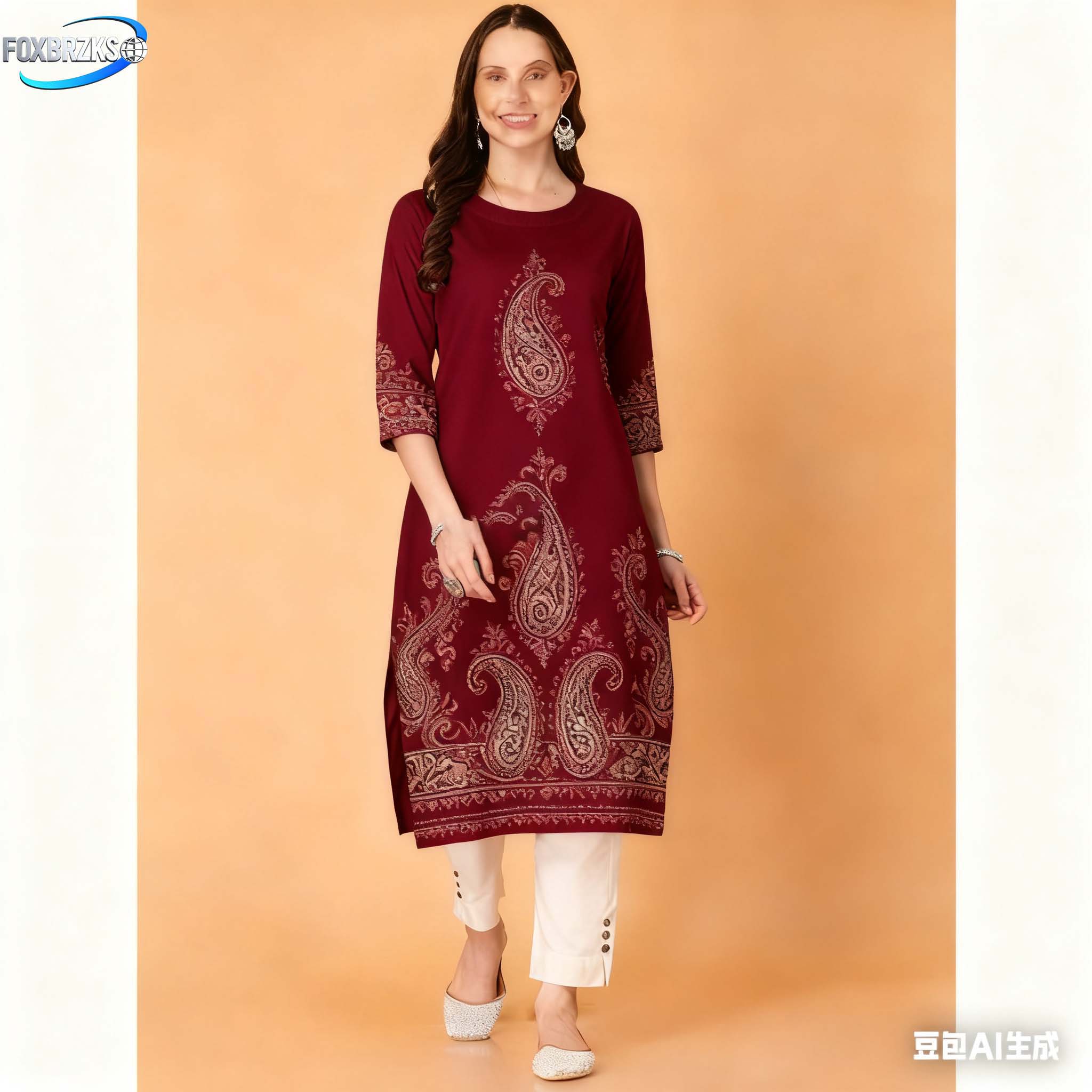 Ethnic Fashion Kurtis - Nationaler Stil Kurt Damenmode, bequem, geschlitzter