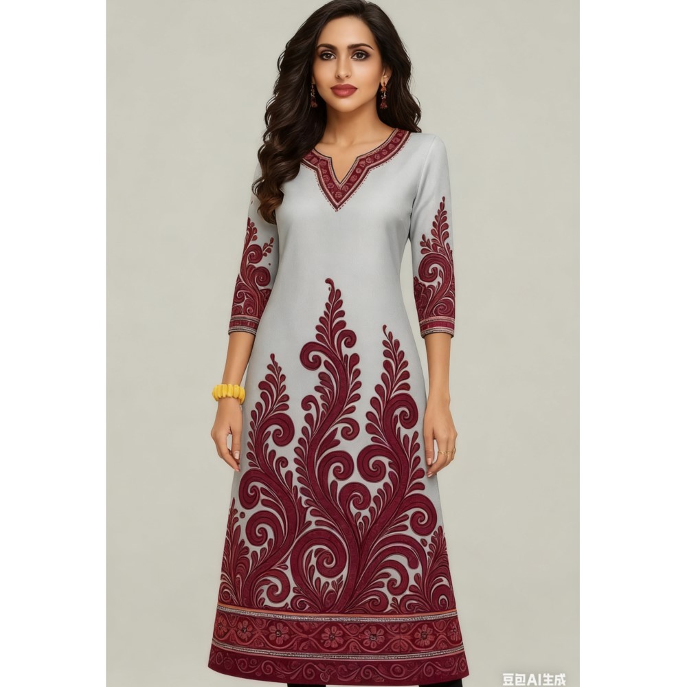 Ethnic Fashion Kurtis - Muslimischen Kurt Blumen frauen Mode Bequeme
