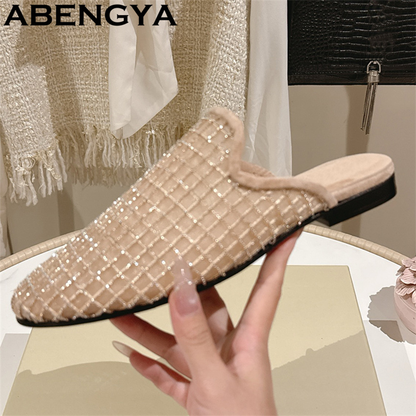 Glänzende Spitzen-Mesh-Slipper – Ethnic Fashion In Bewertung und Preis