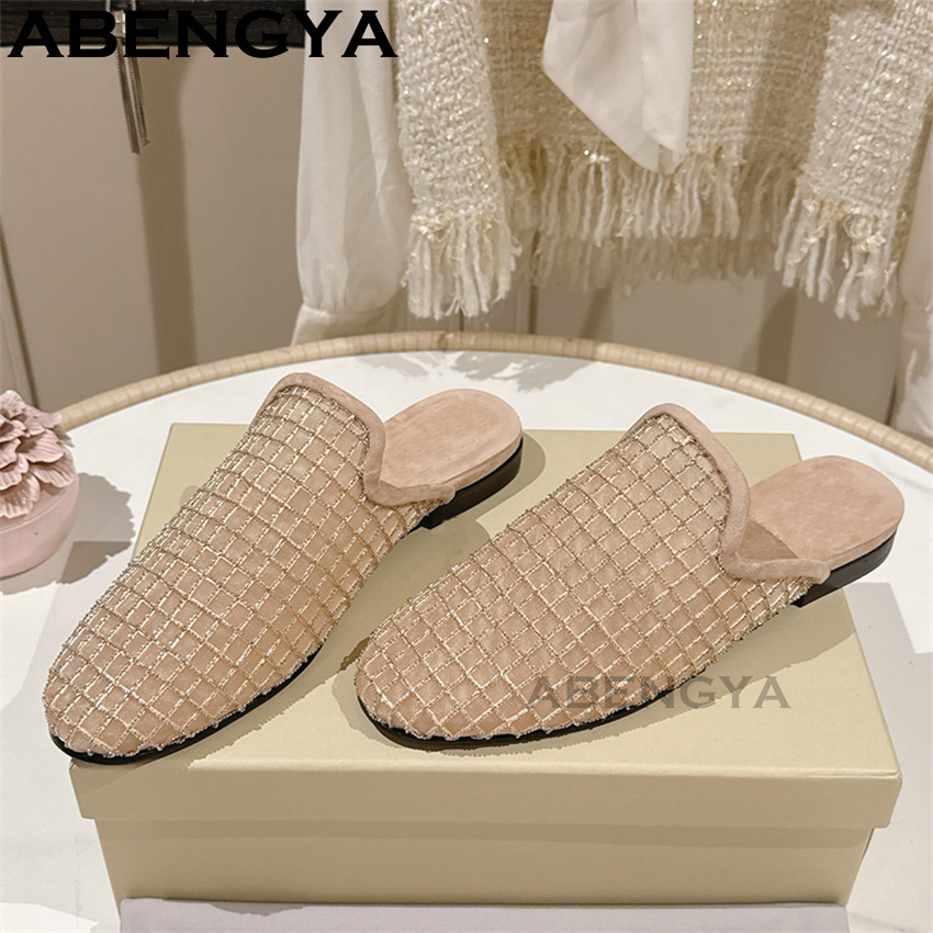 Glänzende Spitzen-Mesh-Slipper – Ethnic Fashion In Bewertung und Preis