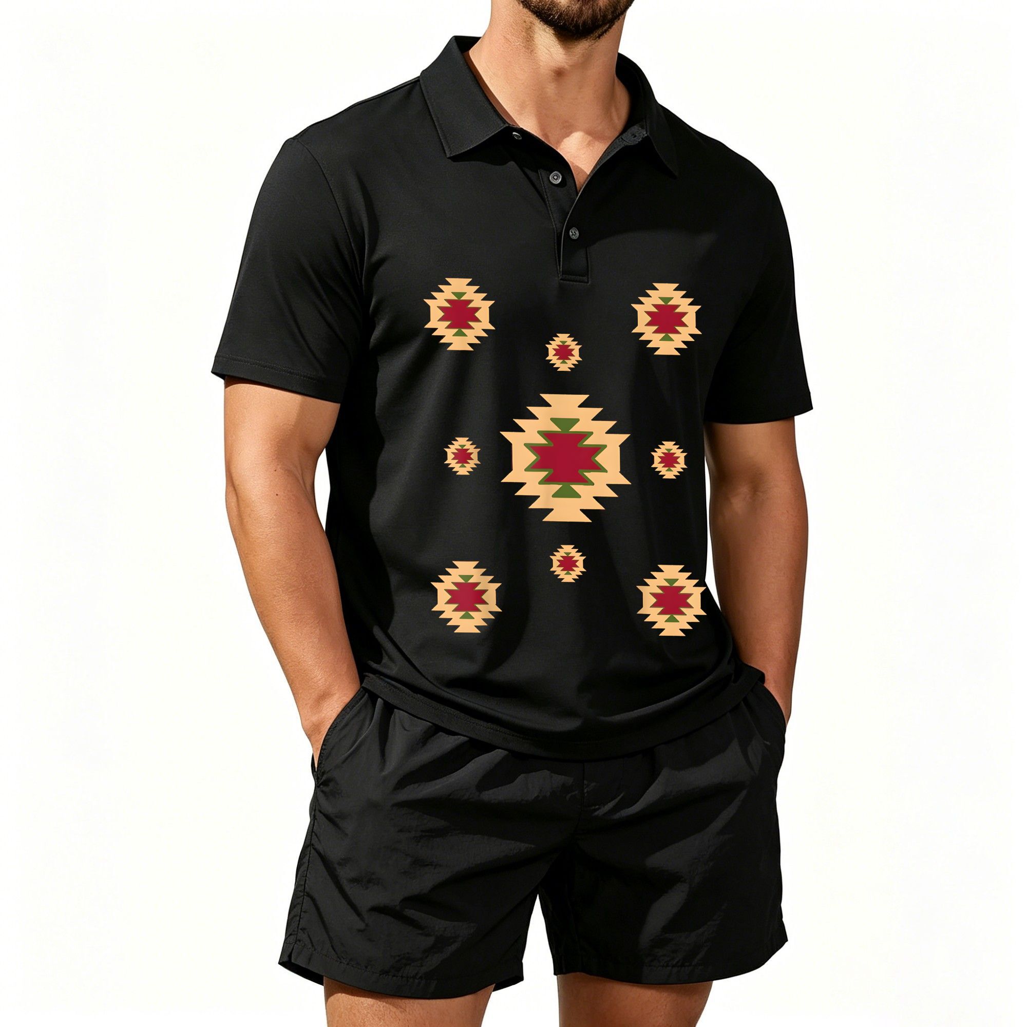 Herren Kurzarm-Poloshirt-Set,  – Ethnic Wear Bewertung und Preis