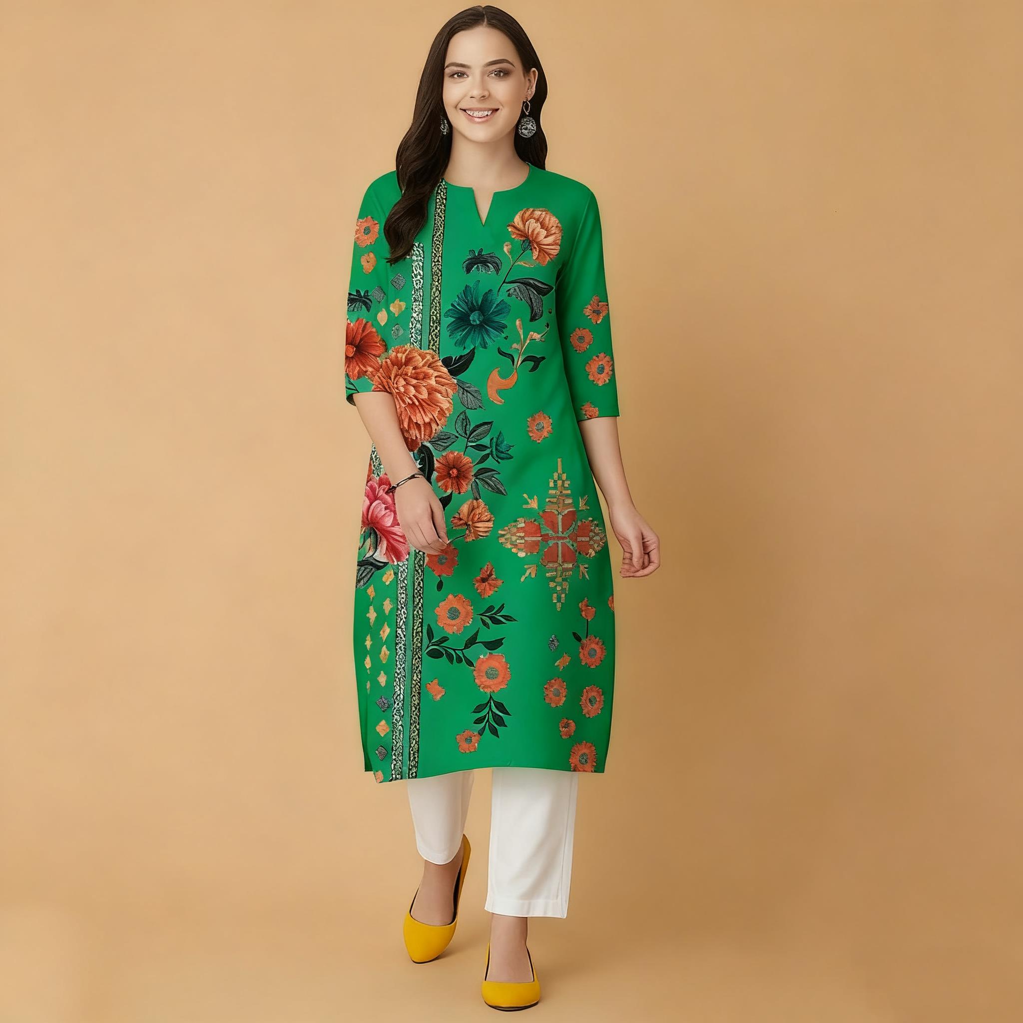 Muslimische Blumen Kurt Weihna – Ethnic Fashion Kurtis Bewertung und Preis
